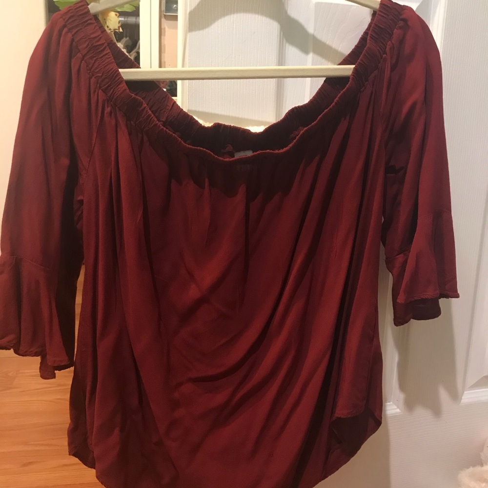 Maroon off the shoulder blouse